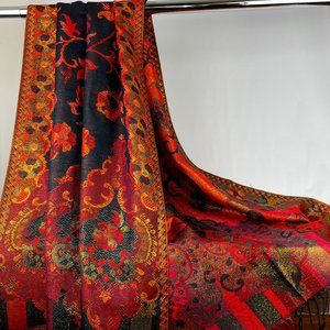 Sparkling Orange Black Festival scarves for Women Shimmering Golden Red Wedding
